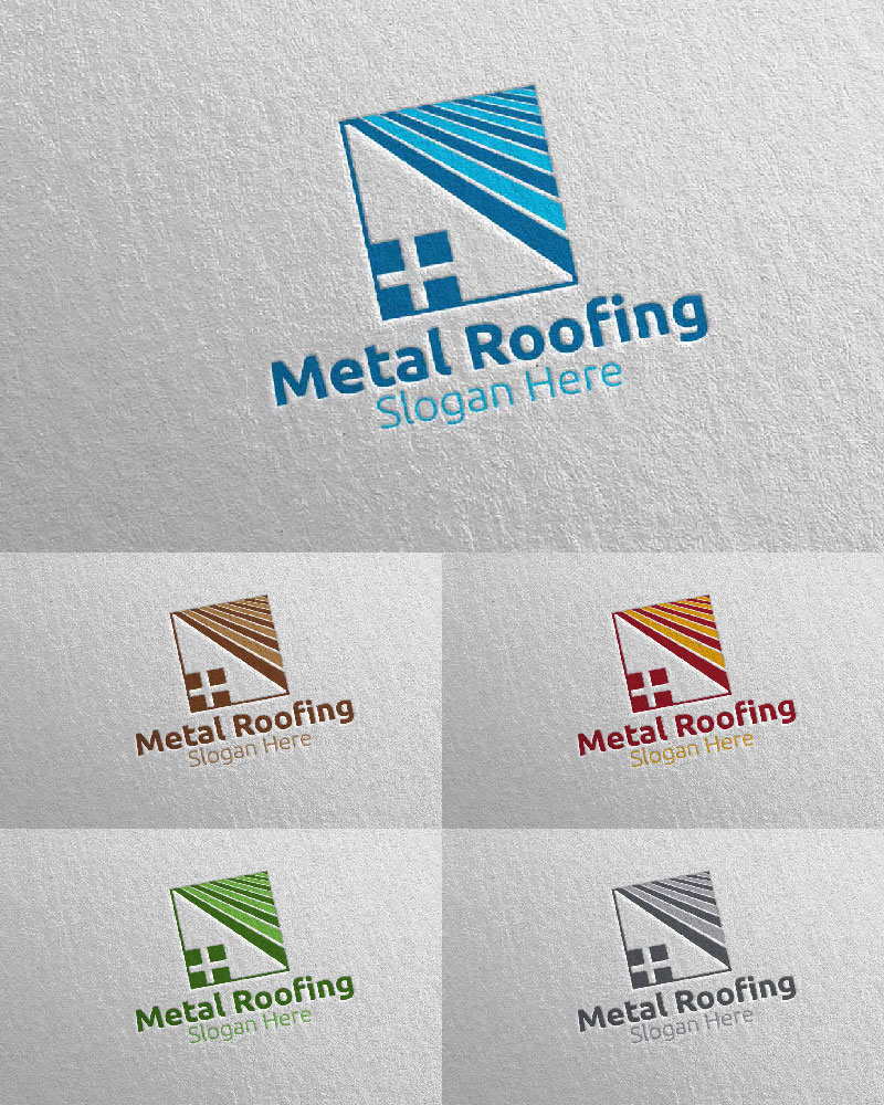 Real Estate Metal Roofing 19 Logo Template