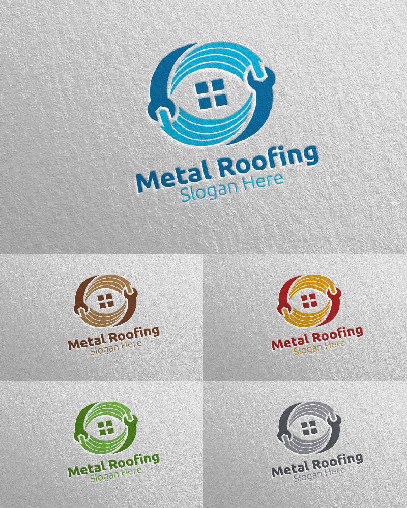 Real Estate Metal Roofing 18 Logo Template