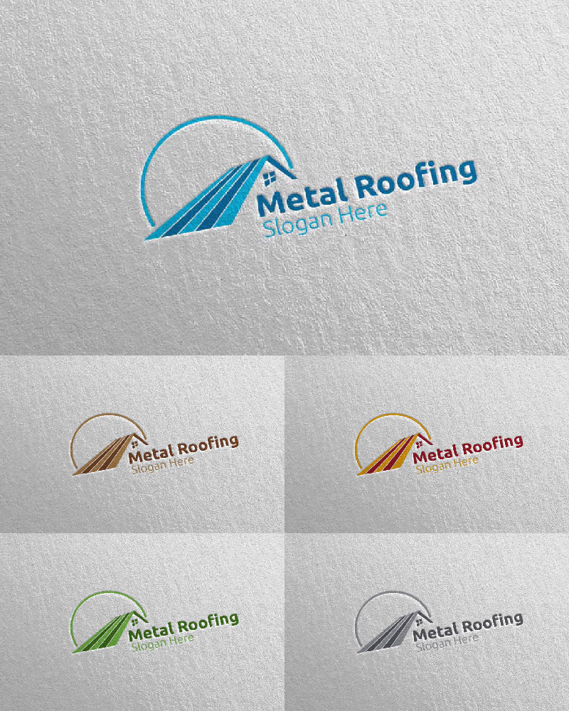Real Estate Metal Roofing 17 Logo Template