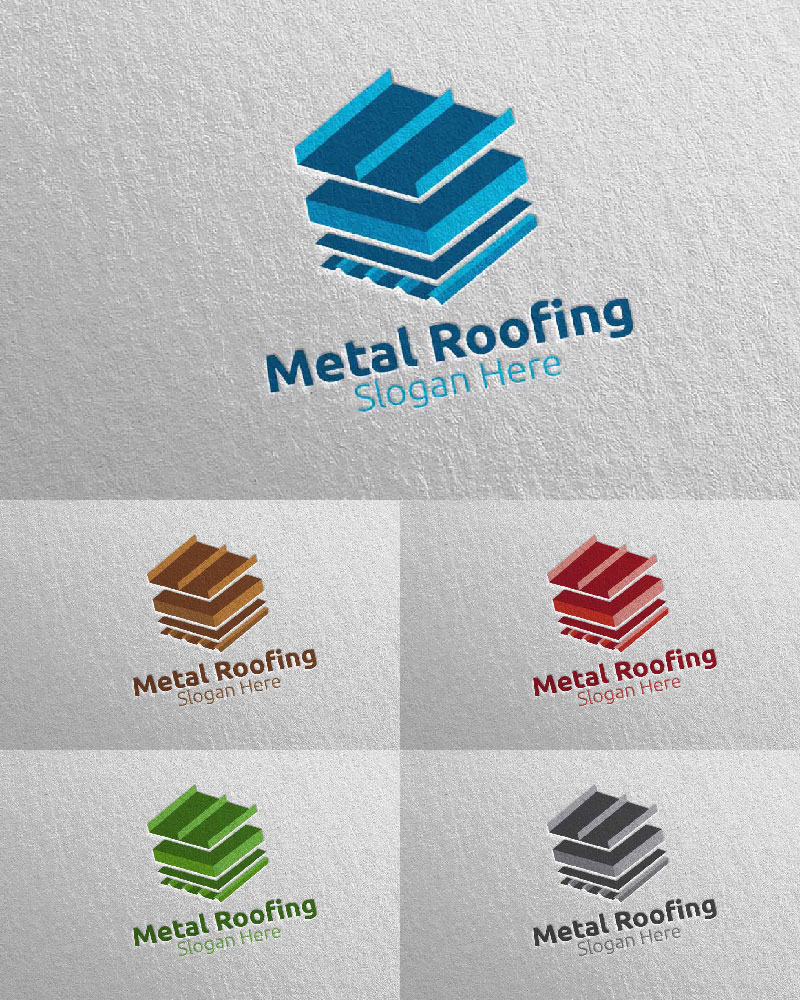 Real Estate Metal Roofing 16 Logo Template
