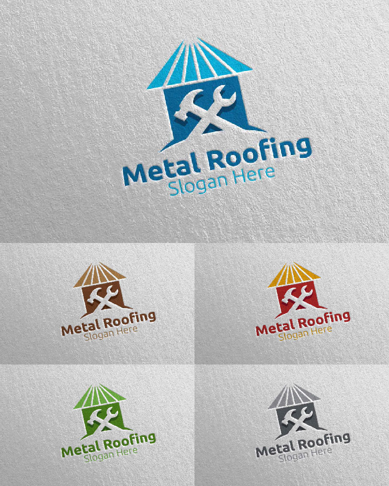 Real Estate Metal Roofing 15 Logo Template