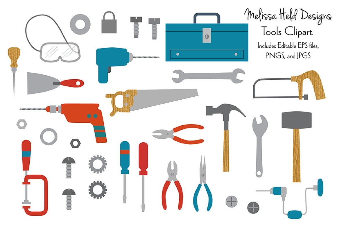 Tool and Hardware Vector Clipart - Illustration