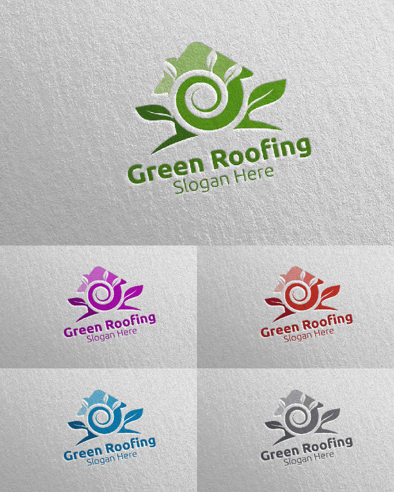 Real estate Green Roofing 37 Logo Template