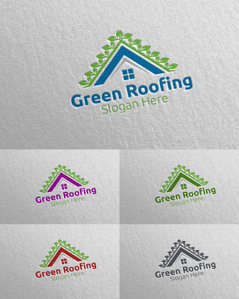 Real estate Green Roofing 36 Logo Template