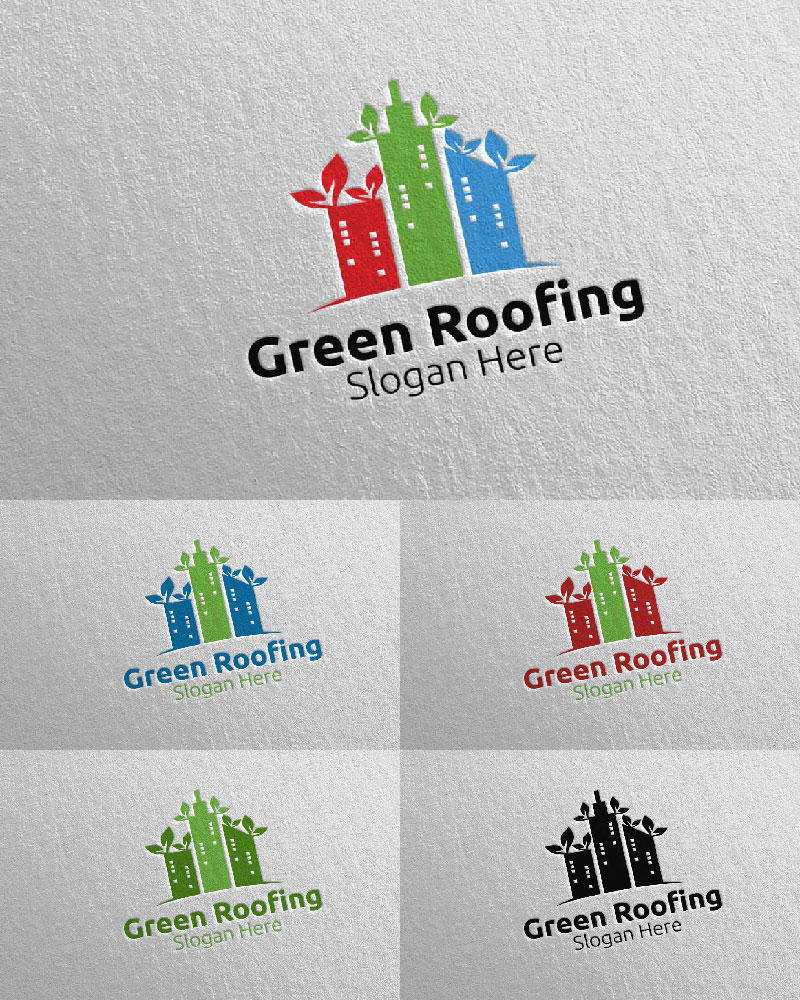Real estate Green Roofing 35 Logo Template