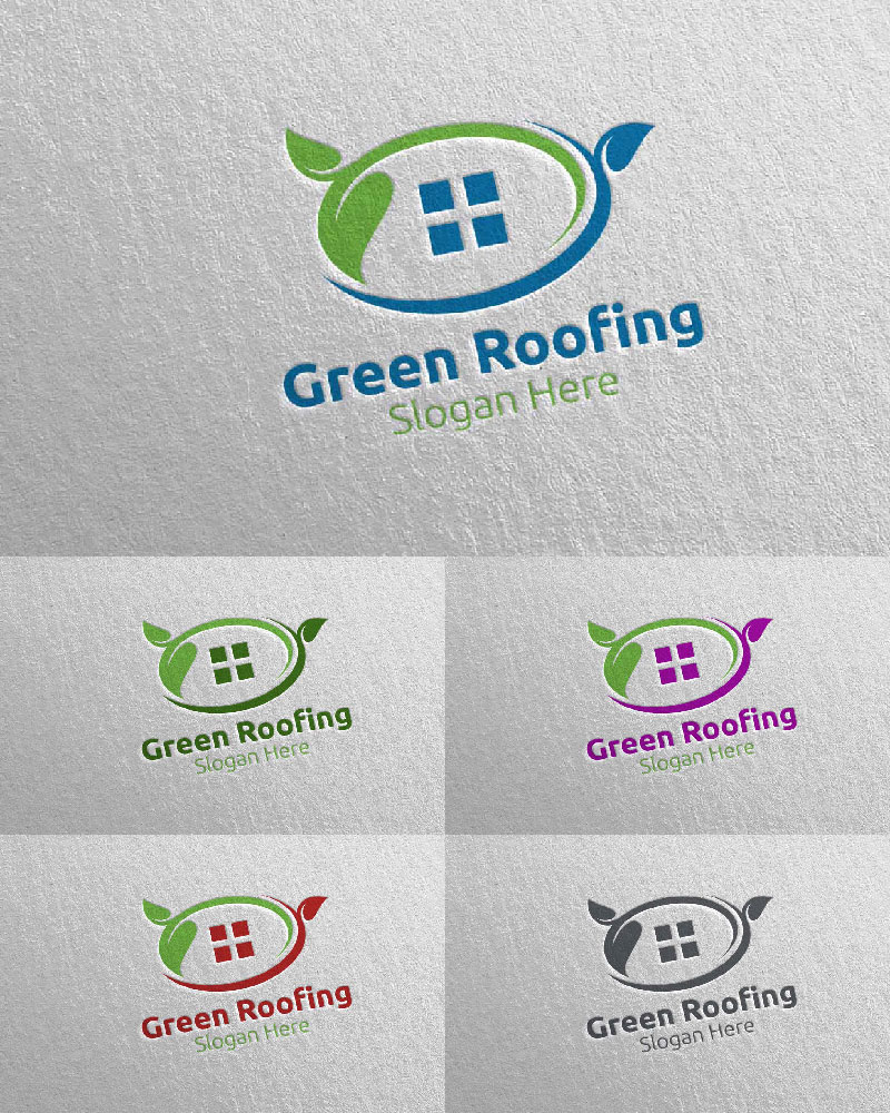 Real estate Green Roofing 34 Logo Template