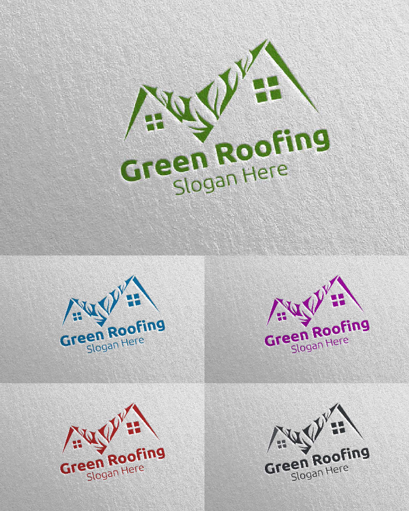 Real estate Green Roofing 32 Logo Template