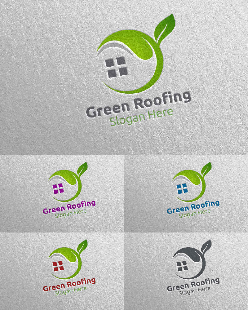 Real estate Green Roofing 31 Logo Template