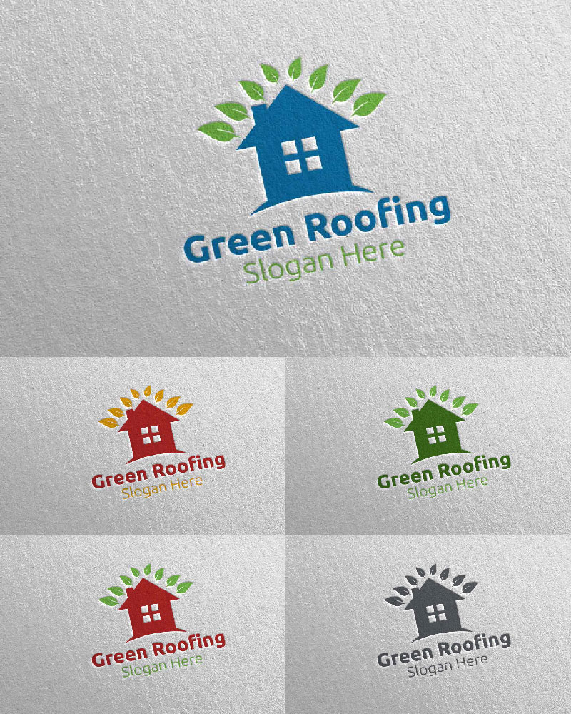 Real estate Green Roofing 30 Logo Template