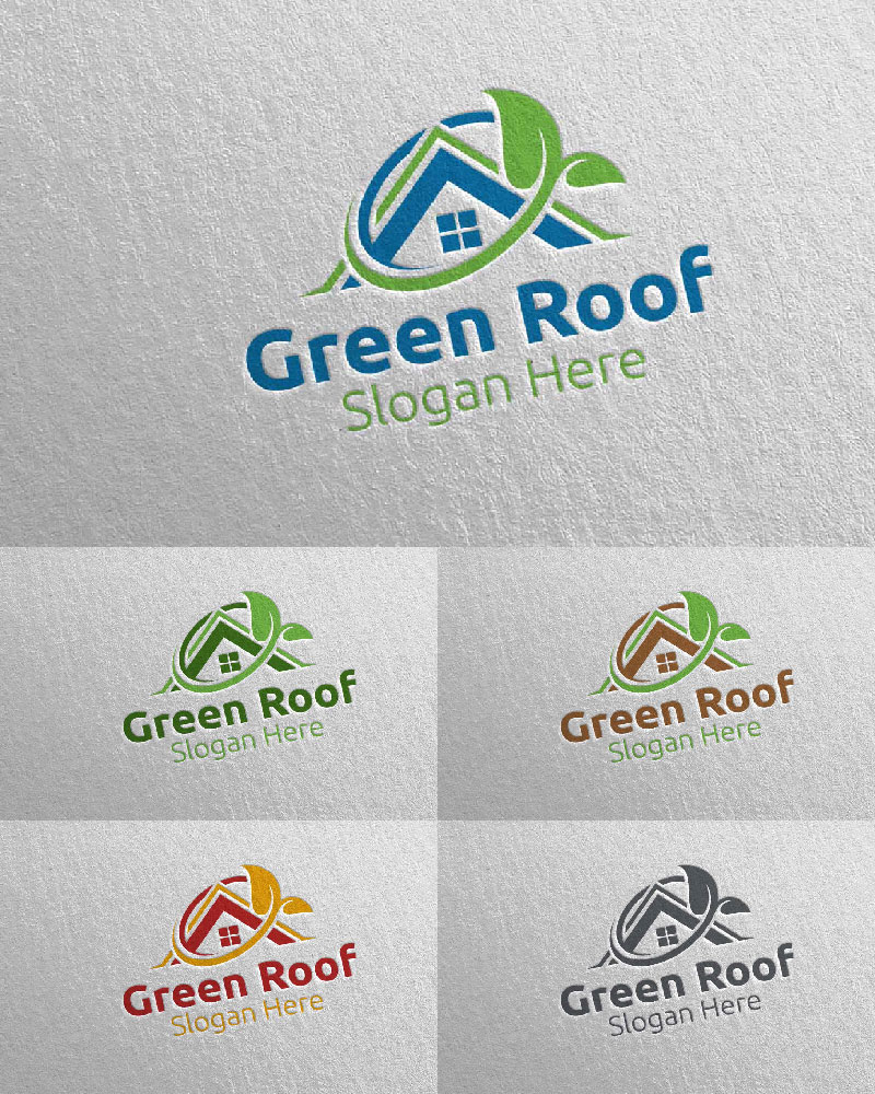 Real estate Green Roofing 40 Logo Template