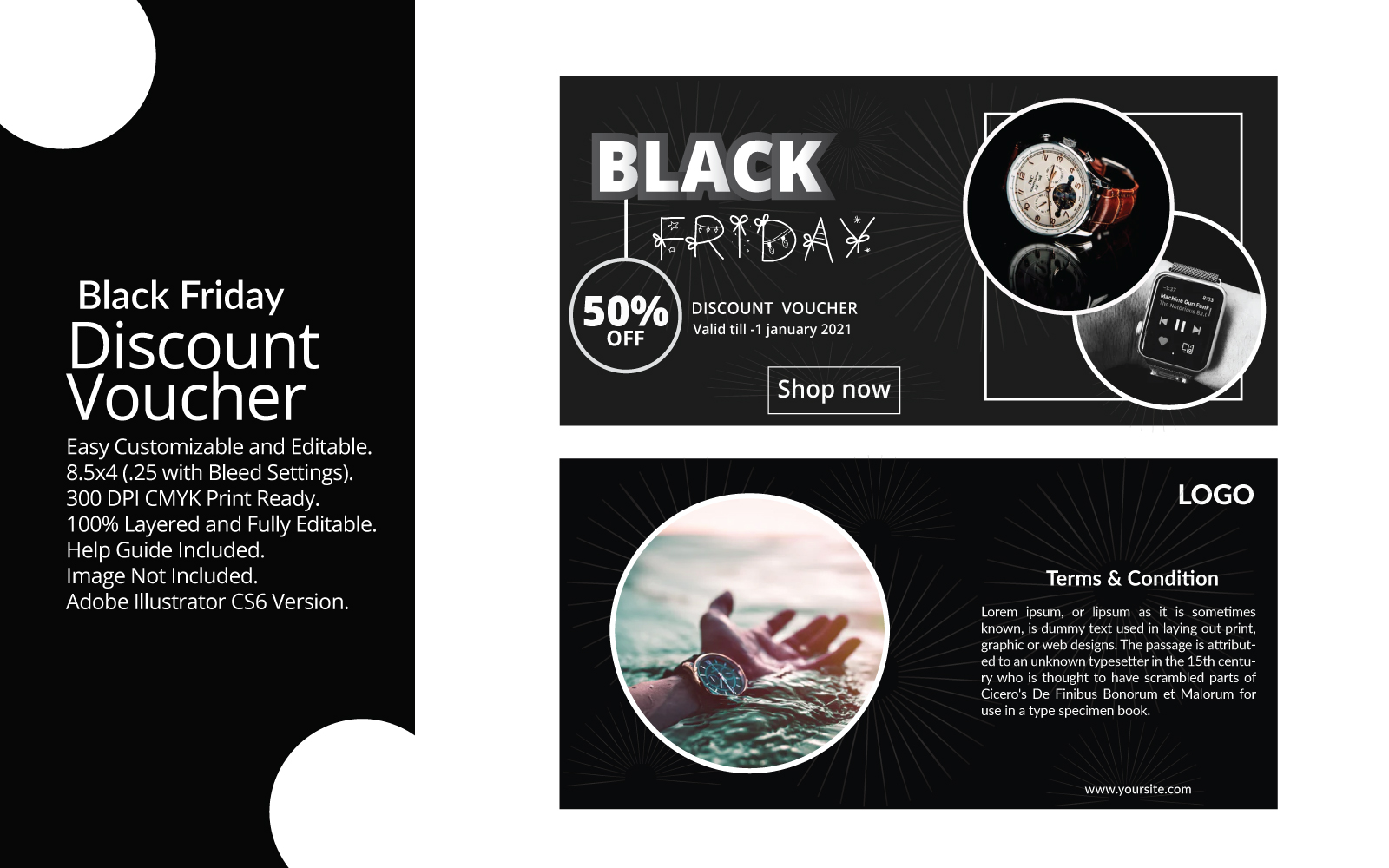 Black Friday Discount Voucher Template - Vector Image