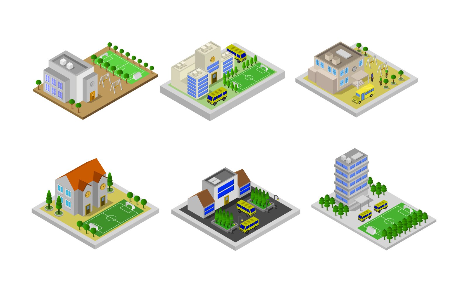 Isometric School Set - Vector Image