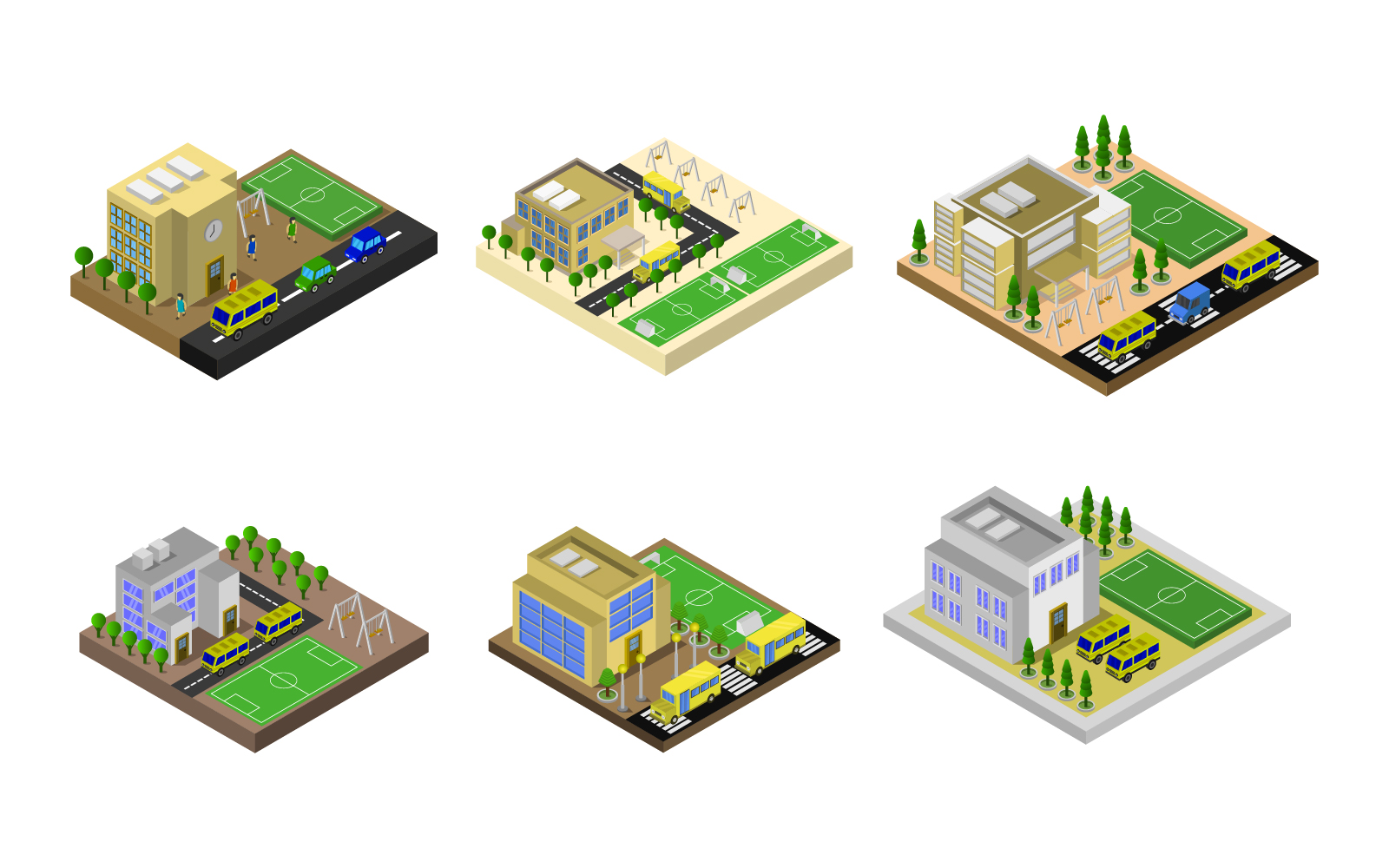 Isometric School Set On White Background - Vector Image