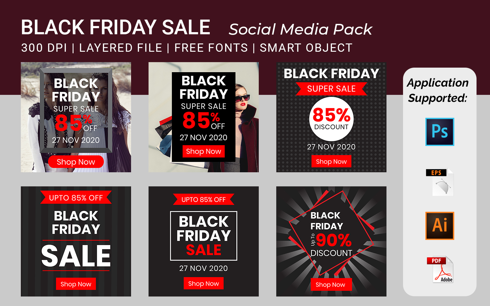 Black Friday Square Banner Template volume - 10 for Social Media