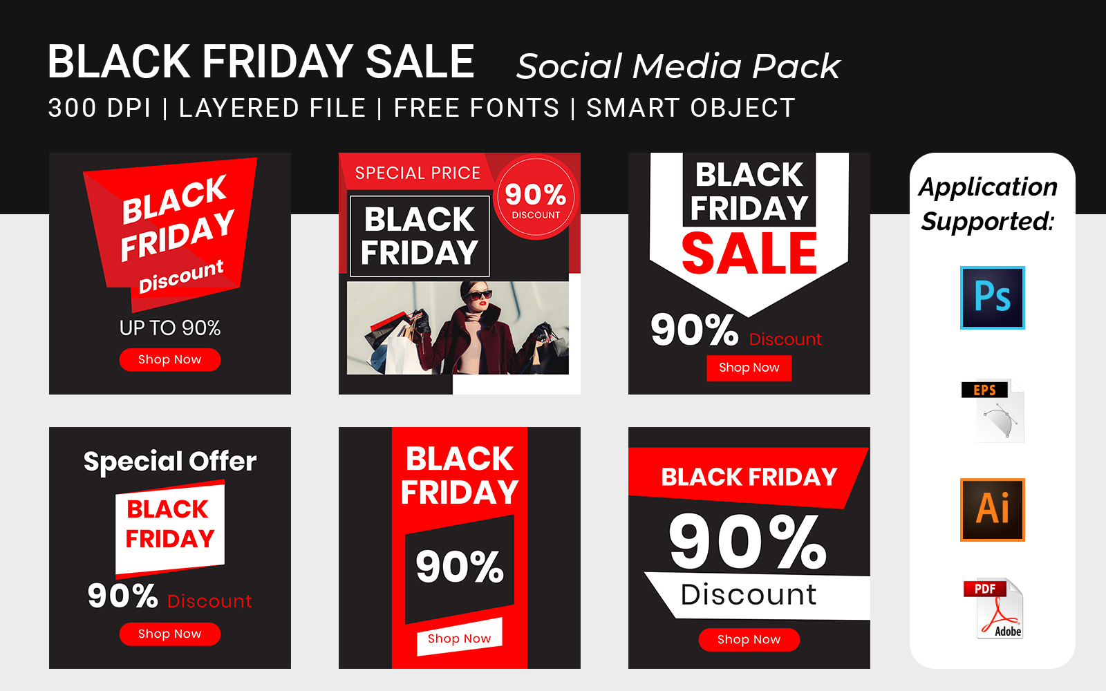 Black Friday Square Banner Template volume - 6 for Social Media