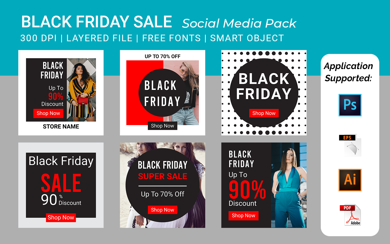 Black Friday Square Banner Template for Social Media