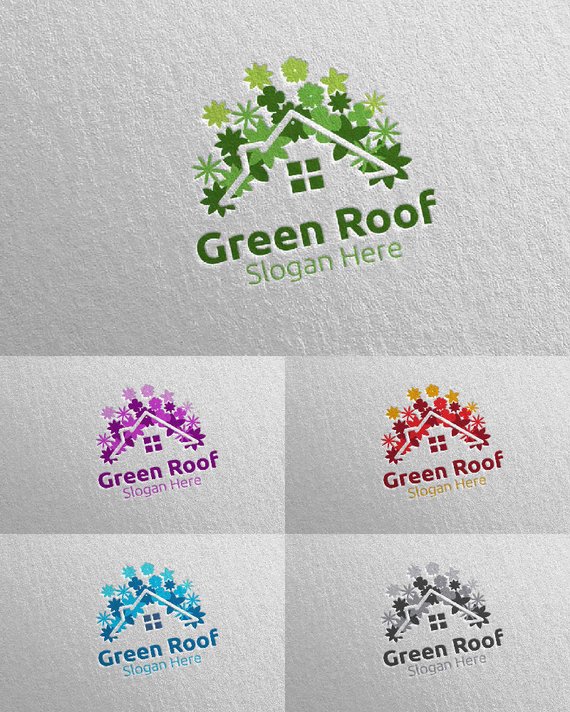 Real estate Green Roofing 52 Logo Template