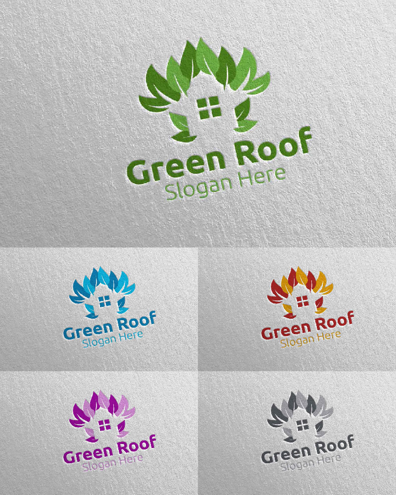 Real estate Green Roofing 57 Logo Template