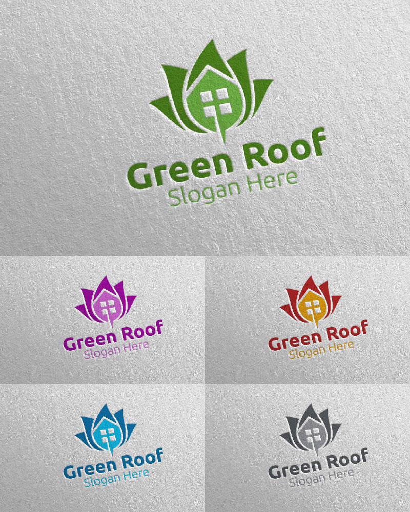 Real estate Green Roofing 56 Logo Template