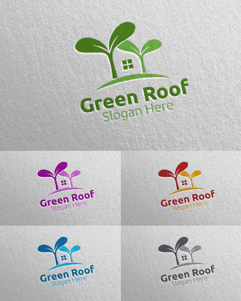 Real estate Green Roofing 54 Logo Template