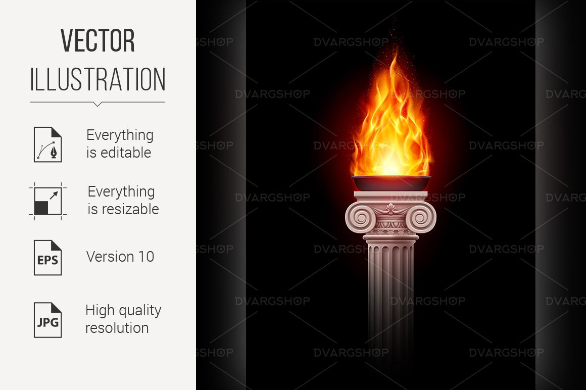 Column with fire - Vector Image