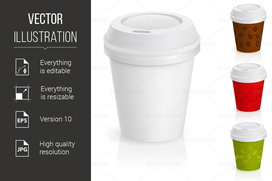 Set of takeaway coffee cups - Vector Image