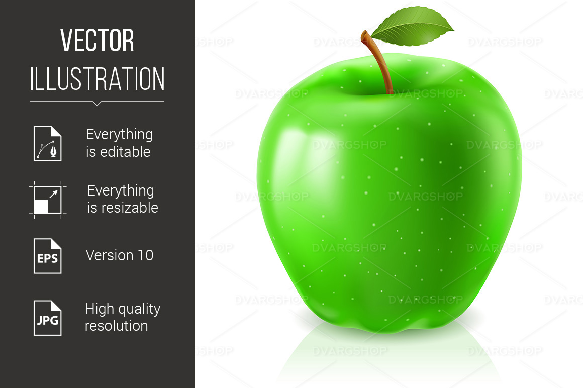 Ripe green apple - Vector Image