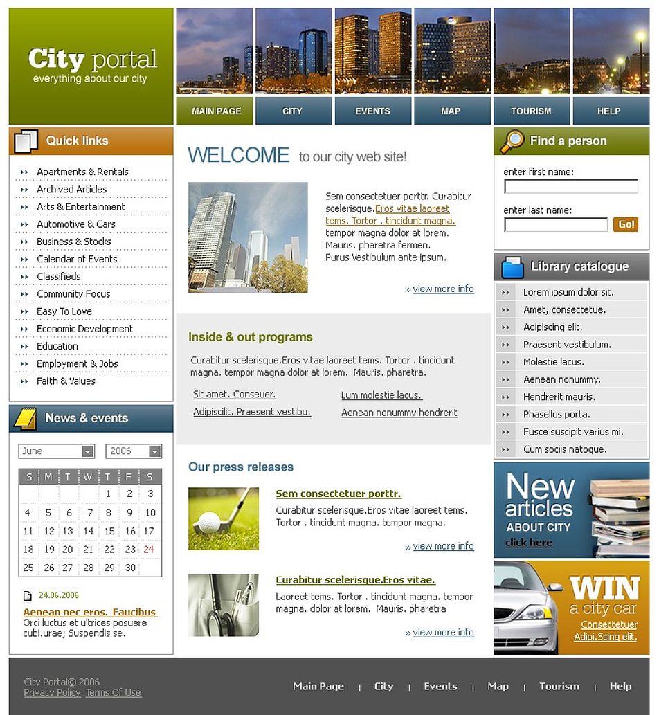 Городские сайты порталы. City Portal Template. City Portal.