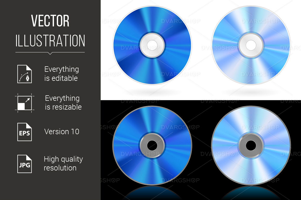 Four Realistic CD and DVD - Vector Image