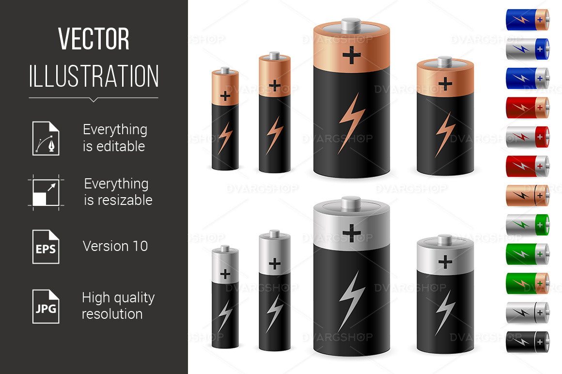 Set of Battery - Vector Image