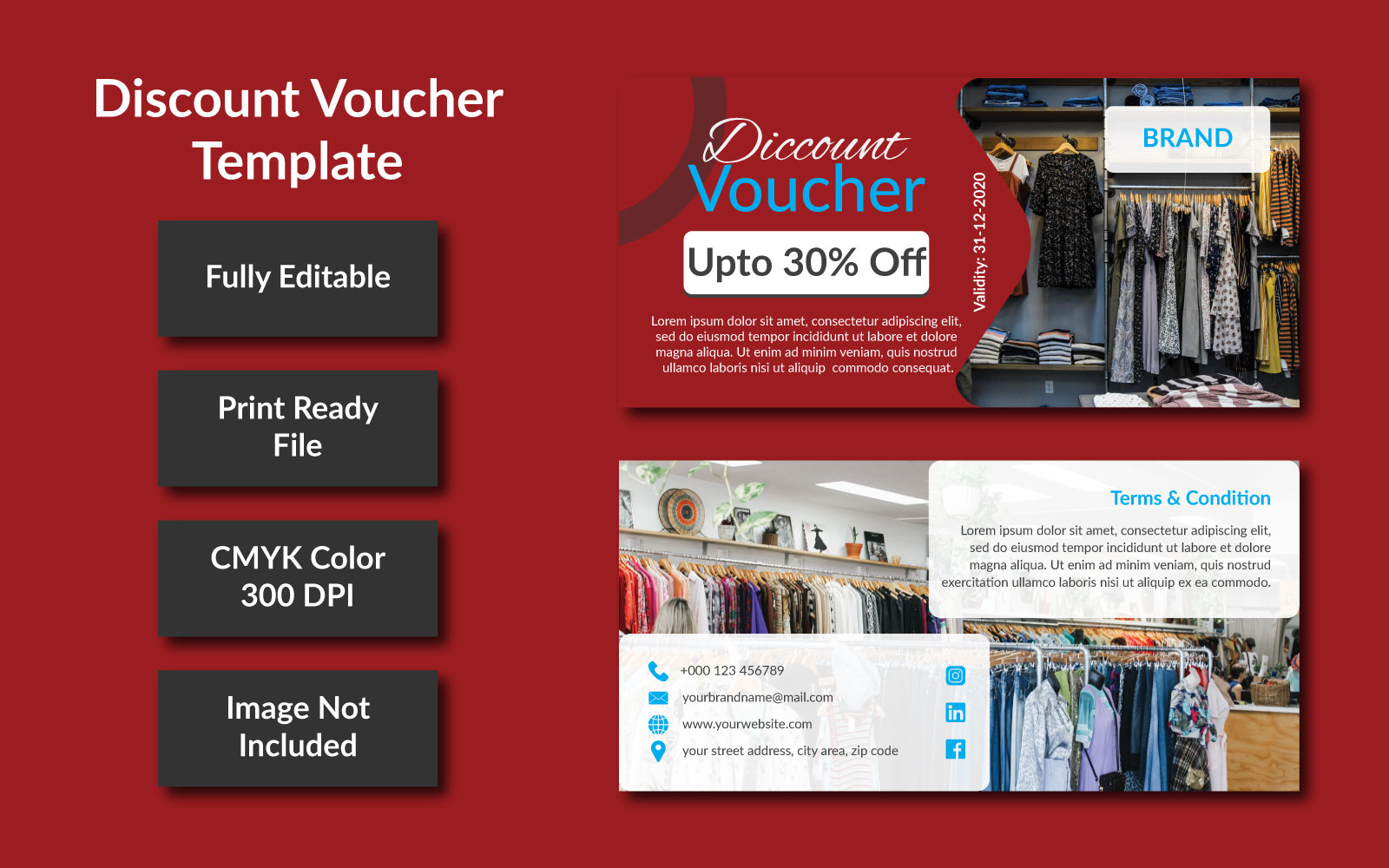 Fashion/Clothing Store Discount Voucher Template - Vector Image