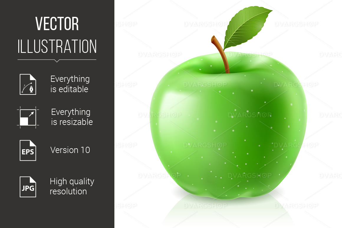 Green Apple - Vector Image