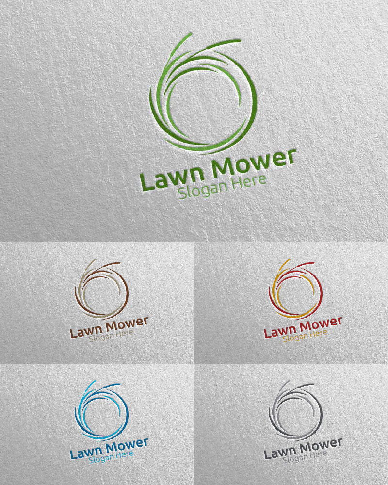 Lawn Mower Gardener Mowing 23 Logo Template