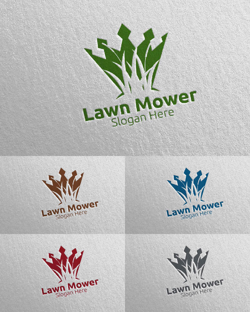 King Lawn Mower Gardener Mowing 25 Logo Template