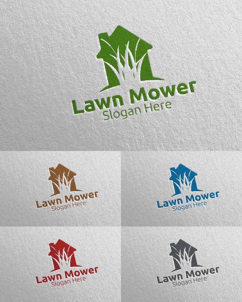 Home Lawn Mower Gardener Mowing 15 Logo Template
