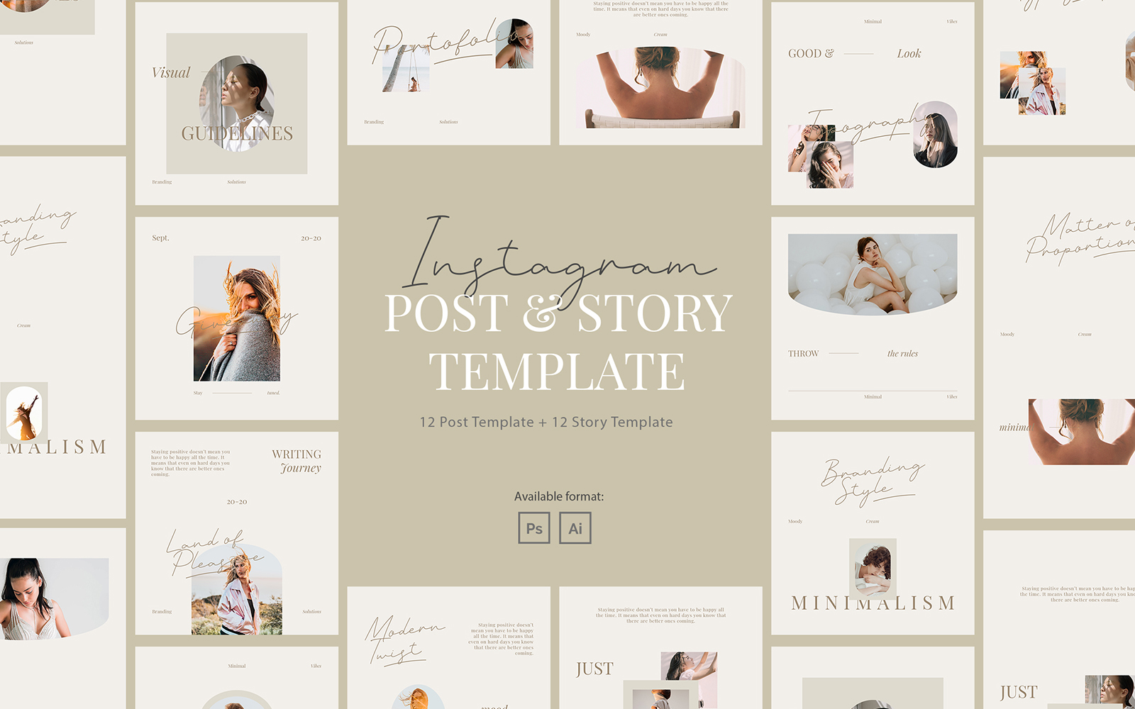 Minimalist Beauty Instagram Post & Story Template for Social Media