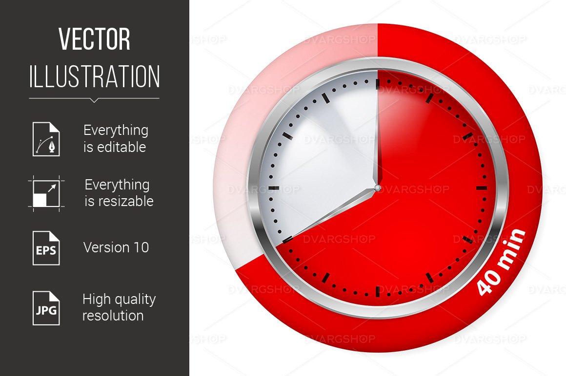 Red Timer Icon - Vector Image