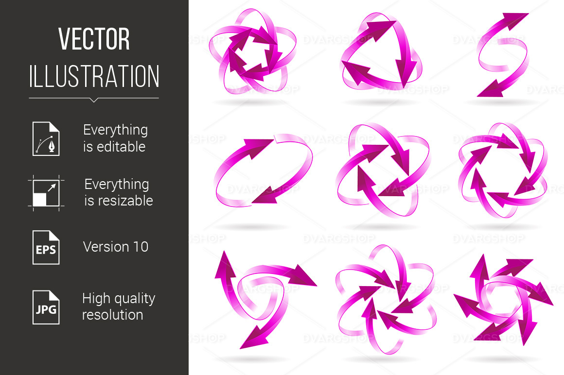 Set of Arrow Circles - Vector Image