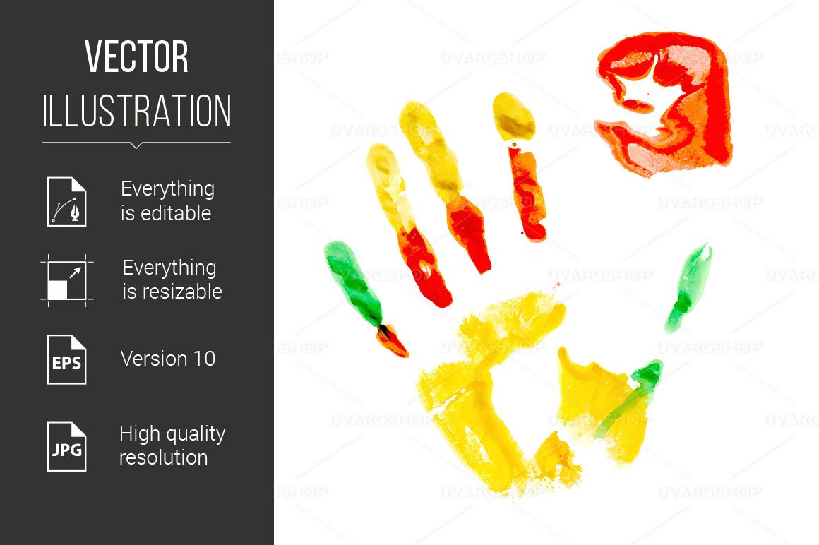 Paint Print of Human Hand - Vector Image