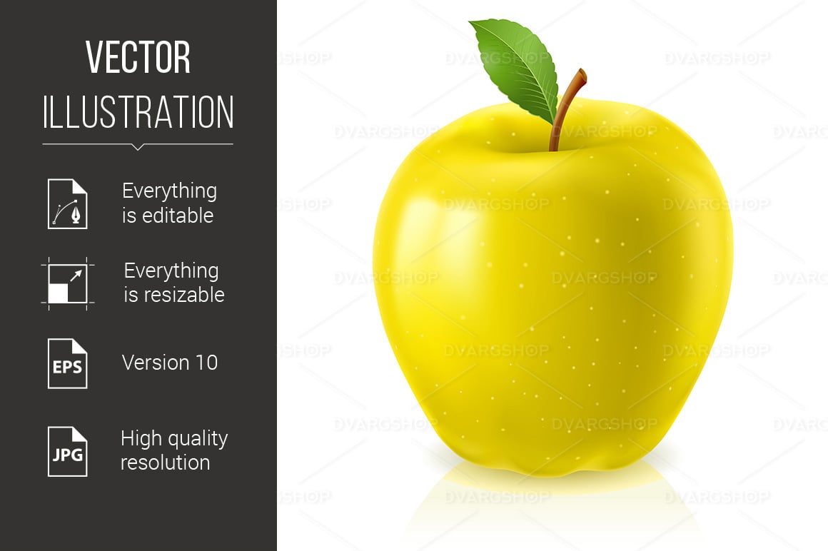 Yellow Apple - Vector Image