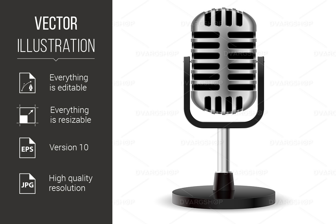 Realistic Retro Microphone Second Edition Illustration - Vector Image