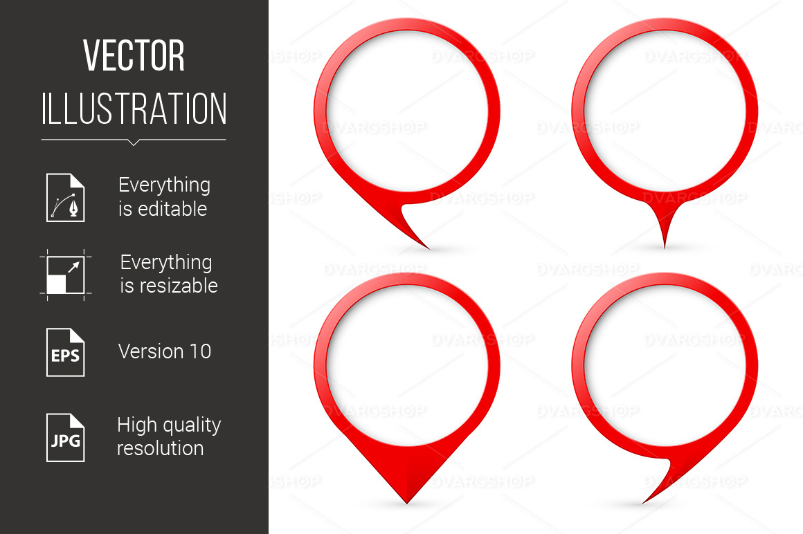 Red Map Text Marker  Illustration for Design on White Background - Vector Image