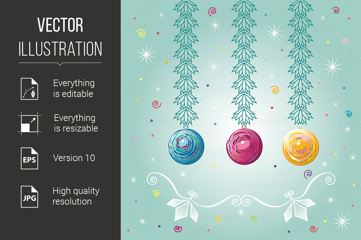 Three Christmas-tree Balls - Vector Image