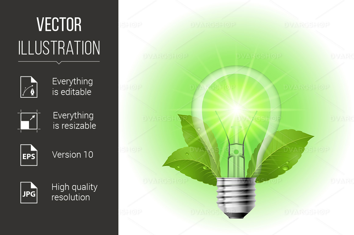 Energy Saving Lamp Illustration on White Background for Design - Vector Image