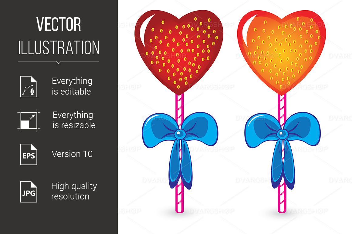 Set of Beautiful Heart Shaped Candies Illustration on White Background - Vector Image