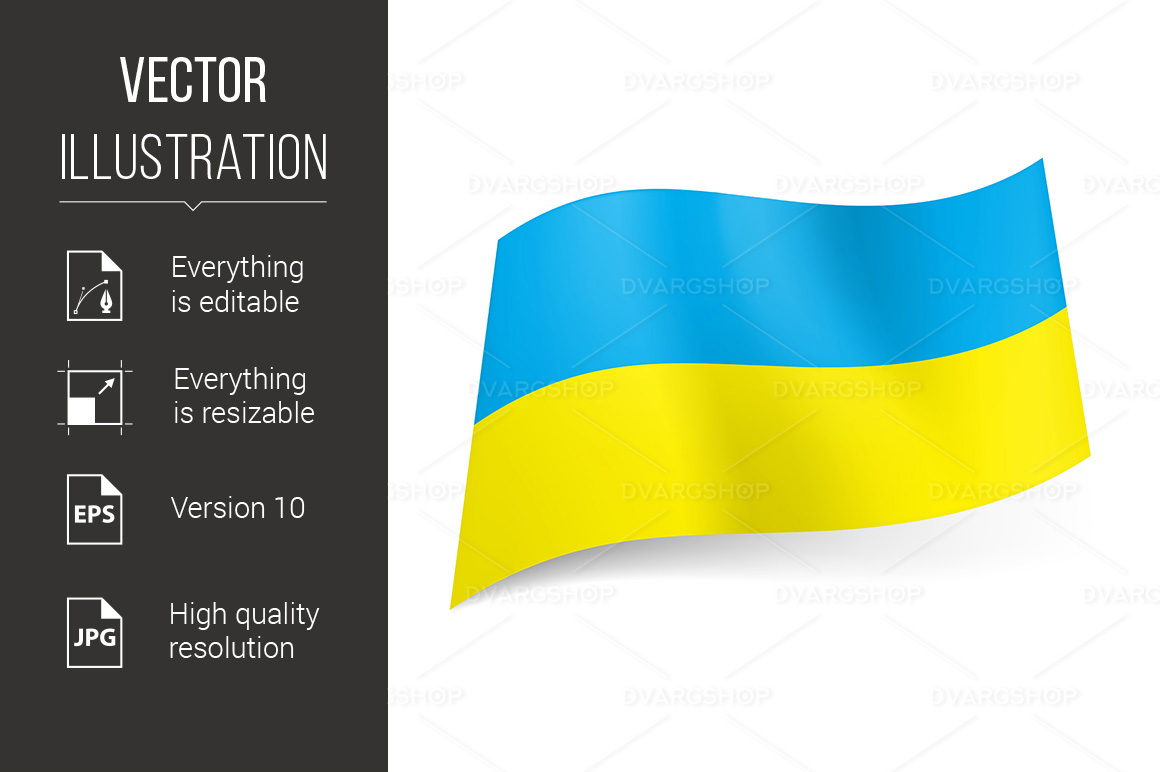 National Flag of Ukraine: Blue and Yellow Horizontal Stripes - Vector Image