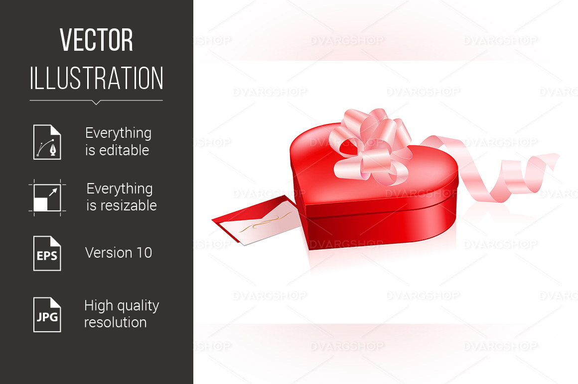 Red Box in Heart Shape With Letter - Vector Image