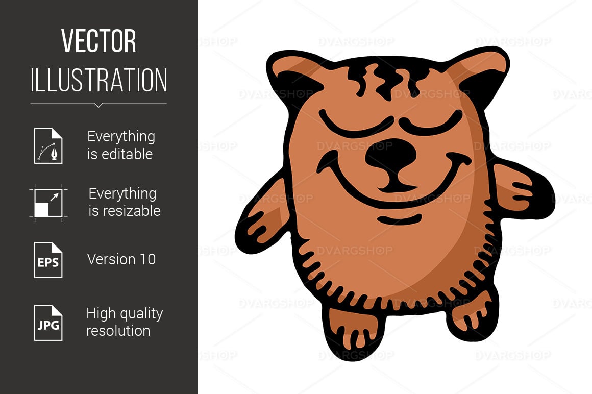 Cartoon Bear Illustration on White Background for Design - Vector Image