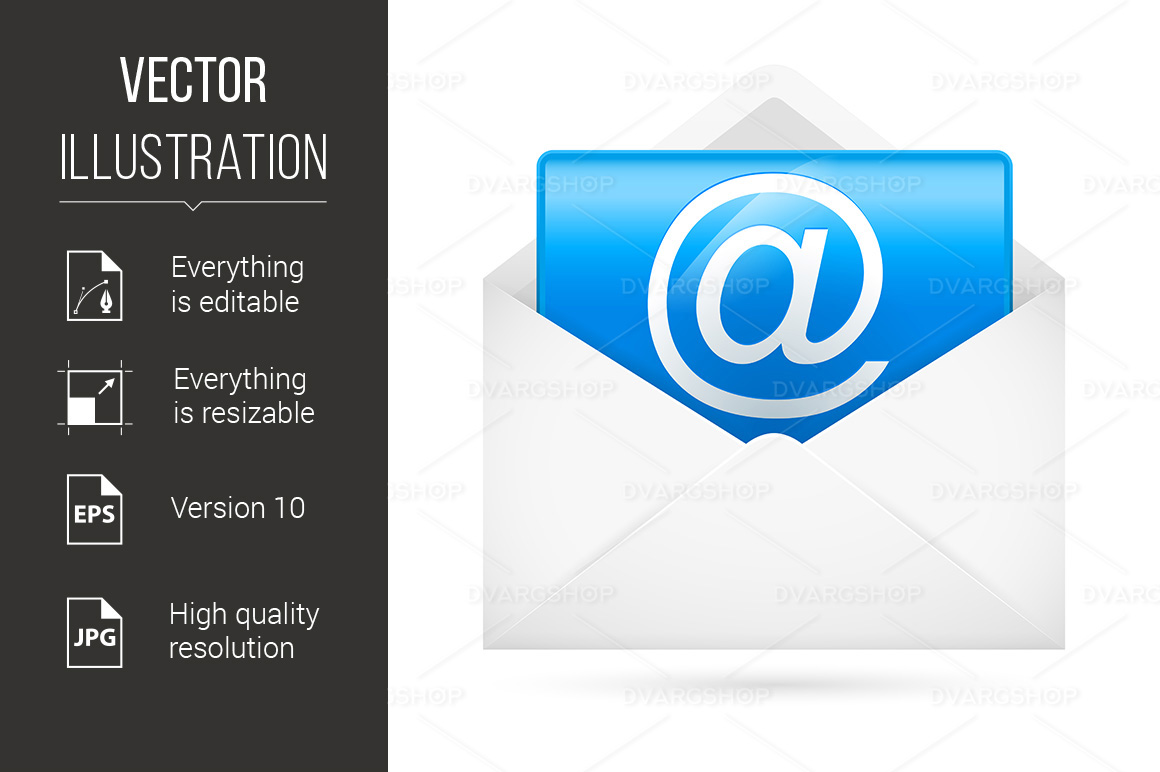 Hot e-mail Illustration for Design on White Background - Vector Image