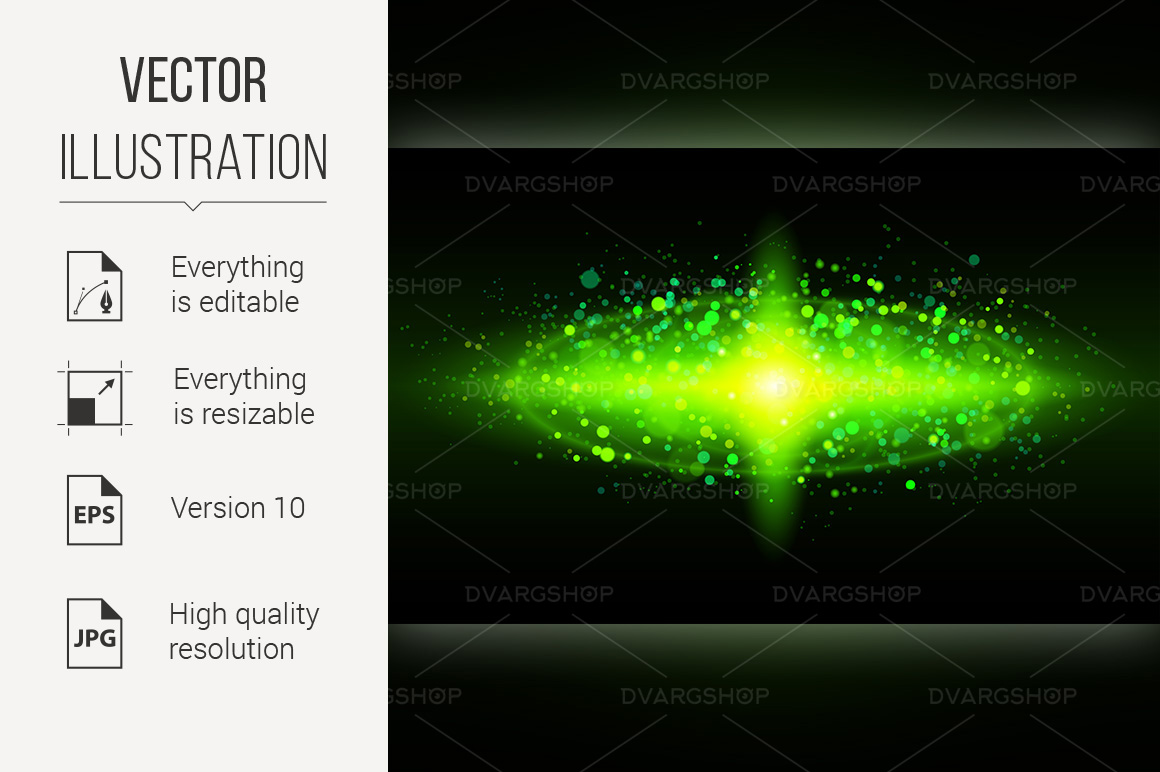 Bright Green Illustration of Galaxy for Design - Vector Image